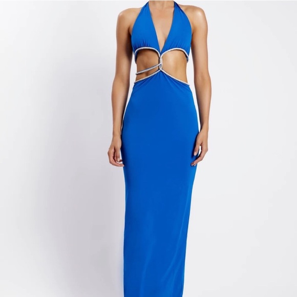 NWT Brand New Meshki NICHA Diamante Cut Out Midi Dress - Picture 2 of 16